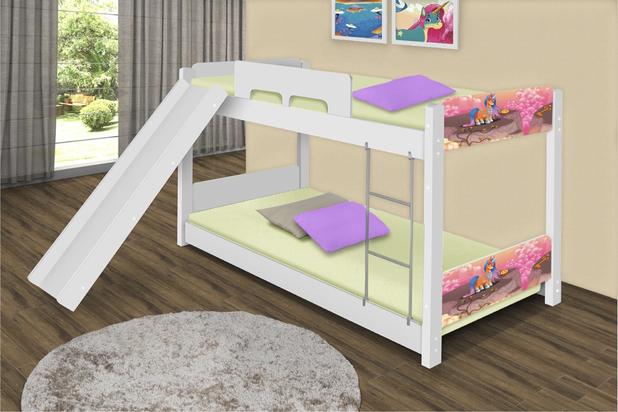 Beliche Baixa Unicórnios Mágicos com Escorregador e Colchões - Casah Menor preço em Beliche Baixa Unicórnios Mágicos com Escorregador e Colchões - Casah