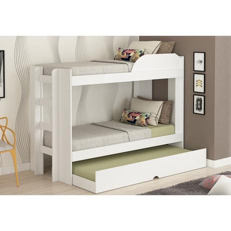 Beliche Bia com Cama Auxiliar Branco - Cimol Móveis Menor preço em Beliche Bia com Cama Auxiliar Branco - Cimol Móveis