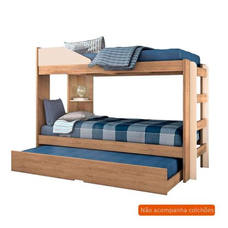 Beliche com Cama Auxiliar Indy Amêndoa e Off White - Conquista móveis é boa?