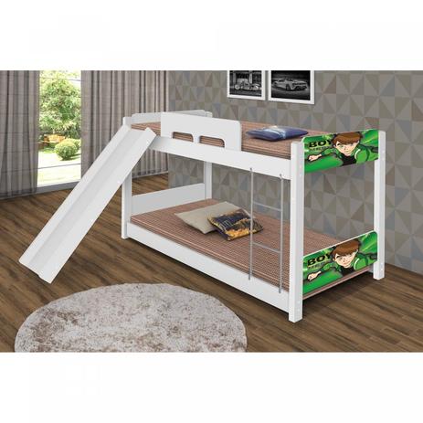 Beliche Infantil Baixa com Escorregador Divaloto Branco/Verde Menor preço em Beliche Infantil Baixa com Escorregador Divaloto Branco/Verde