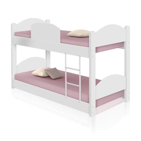 Beliche Infantil Branco New Classic com 2 Colchões - Casah Menor preço em Beliche Infantil Branco New Classic com 2 Colchões - Casah