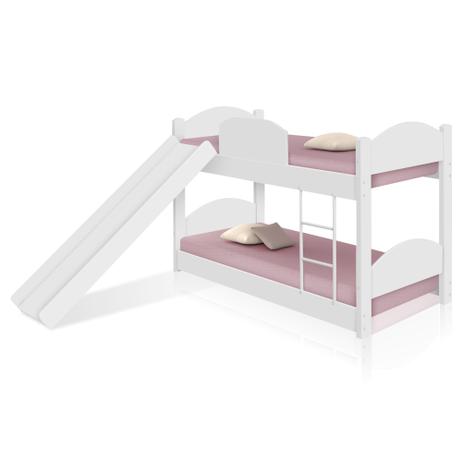 Beliche Infantil Branco New Classic com Escorregador - Casah Menor preço em Beliche Infantil Branco New Classic com Escorregador - Casah