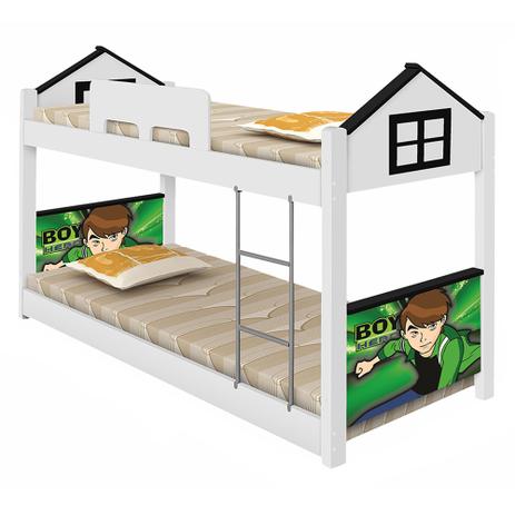 Beliche Infantil Com Colchões Casinha Herói Branca - Divaloto Menor preço em Beliche Infantil Com Colchões Casinha Herói Branca - Divaloto