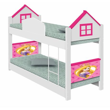 Beliche Infantil Com Colchões Casinha Princesa Branca - Divaloto Menor preço em Beliche Infantil Com Colchões Casinha Princesa Branca - Divaloto