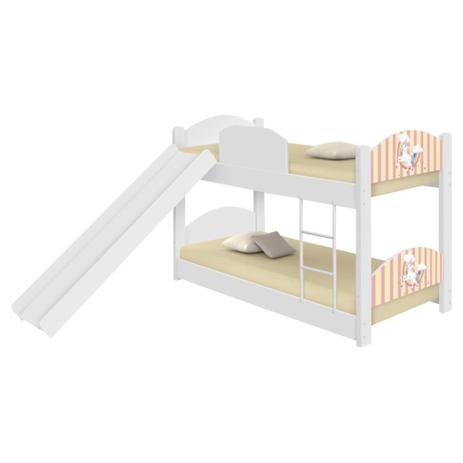 Beliche Infantil Unicórnio Meigo com Escorregador e Colchões - Casah Menor preço em Beliche Infantil Unicórnio Meigo com Escorregador e Colchões - Casah