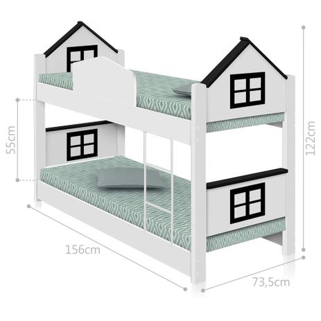 Beliche Mini Cama Casinha Adesivada Preta com Colchões - Divaloto Menor preço em Beliche Mini Cama Casinha Adesivada Preta com Colchões - Divaloto
