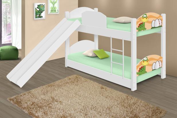 Beliche Mini Cama Dinossauro Baby com Escorregador e Colchões - Casah Menor preço em Beliche Mini Cama Dinossauro Baby com Escorregador e Colchões - Casah
