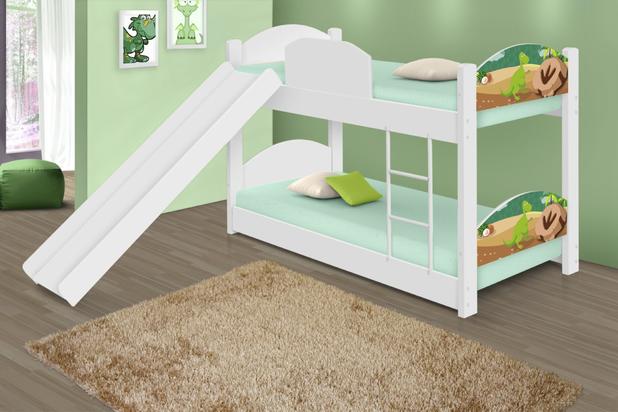 Beliche Mini Cama Dinossauro com Escorregador - Casah Menor preço em Beliche Mini Cama Dinossauro com Escorregador - Casah