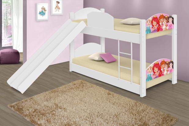 Beliche Mini Cama Princesinhas com Escorregador - Casah Menor preço em Beliche Mini Cama Princesinhas com Escorregador - Casah