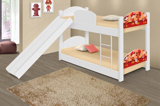 Beliche Mini Cama Tropa de Bombeiros com Escorregador - Casah Menor preço em Beliche Mini Cama Tropa de Bombeiros com Escorregador - Casah