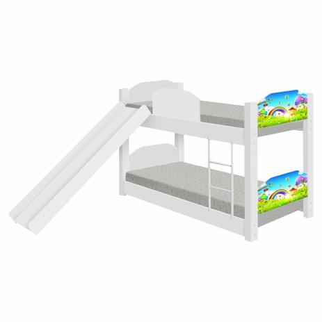 Beliche Montessori Infantil Arco Íris com Escorrega Colchões - Puga Menor preço em Beliche Montessori Infantil Arco Íris com Escorrega Colchões - Puga