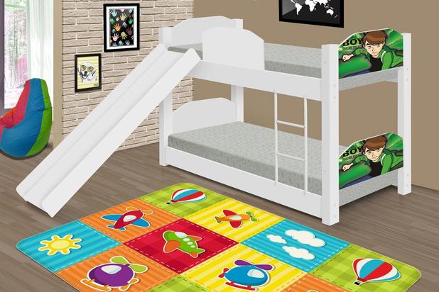 Beliche Montessori Infantil Menino Herói Escorrega Colchões - Puga Menor preço em Beliche Montessori Infantil Menino Herói Escorrega Colchões - Puga