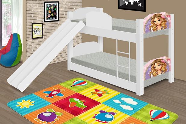 Beliche Montessori Infantil Princesa Bela com Escorregador - Puga Menor preço em Beliche Montessori Infantil Princesa Bela com Escorregador - Puga