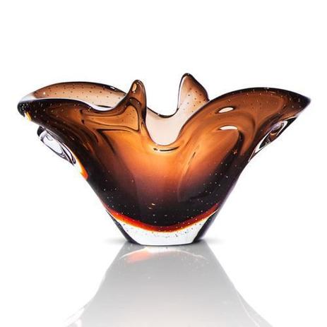 Belo Vaso Em Cristal Murano Com Bolhas Marrom - São marcos Menor preço em Belo Vaso Em Cristal Murano Com Bolhas Marrom - São marcos