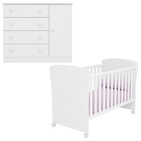 Berço Americano 2484 e Cômoda Infantil 2561 Doce Sonho Branco Brilho Qmovi Menor preço em Berço Americano 2484 e Cômoda Infantil 2561 Doce Sonho Branco Brilho Qmovi