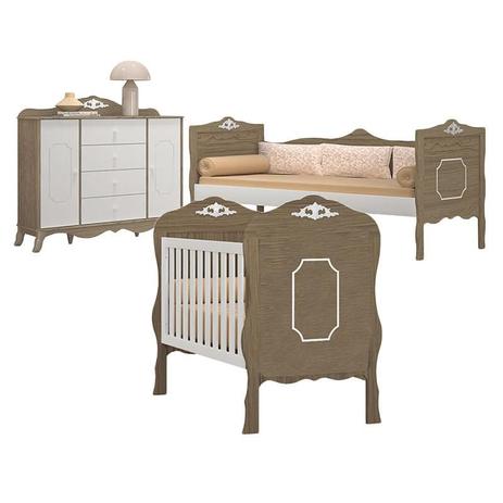 Berço Americano Cama Babá e Cômoda 2 Portas Realeza Branco Acetinado Wengue - Canaã - Canaa baby Menor preço em Berço Americano Cama Babá e Cômoda 2 Portas Realeza Branco Acetinado Wengue - Canaã - Canaa baby