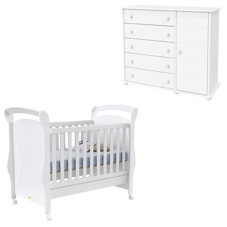 Berço Americano e Cômoda Infantil Fratelli Slim Branco Brilho - Matic - Matic moveis Menor preço em Berço Americano e Cômoda Infantil Fratelli Slim Branco Brilho - Matic - Matic moveis