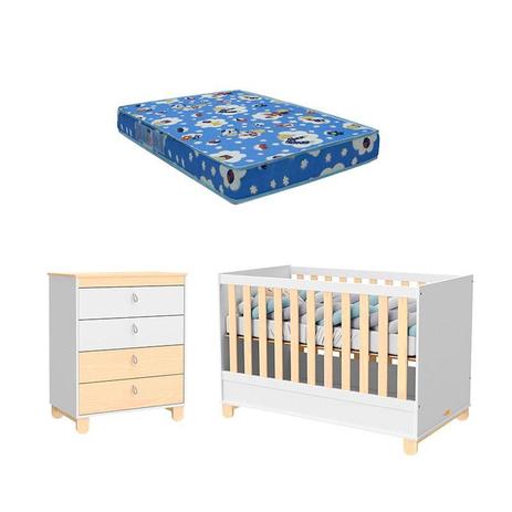 Berço Americano e Cômoda Infantil Gaveteiro Rope Branco Acetinado e Natural e Colchão Phisical  Matic - Matic moveis é boa?