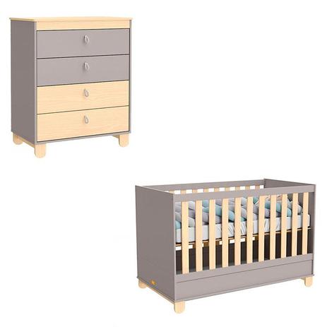 Berço Americano e Cômoda Infantil Gaveteiro Rope Cinza Natural Matic - Matic moveis Menor preço em Berço Americano e Cômoda Infantil Gaveteiro Rope Cinza Natural Matic - Matic moveis