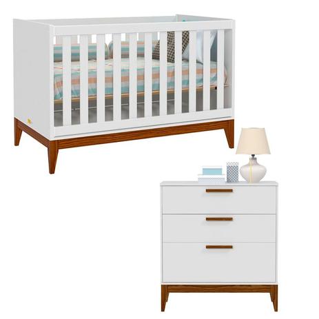 Berço Americano e Cômoda Infantil Nature Branca Acetinado - Matic - Matic moveis Menor preço em Berço Americano e Cômoda Infantil Nature Branca Acetinado - Matic - Matic moveis