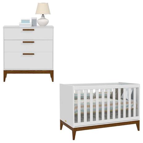 Berço Americano e Cômoda Infantil Nature Branco Eco Wood - Matic - Matic moveis Menor preço em Berço Americano e Cômoda Infantil Nature Branco Eco Wood - Matic - Matic moveis