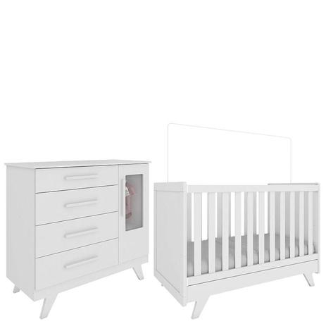 Berço Americano e Cômoda Infantil Retrô Branco Brilho - Peroba Móveis Menor preço em Berço Americano e Cômoda Infantil Retrô Branco Brilho - Peroba Móveis
