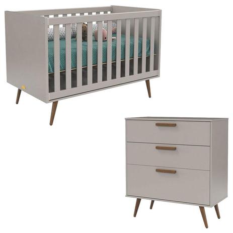 Berço Americano e Cômoda Infantil Retro Cinza Eco Wood - Matic - Matic moveis Menor preço em Berço Americano e Cômoda Infantil Retro Cinza Eco Wood - Matic - Matic moveis