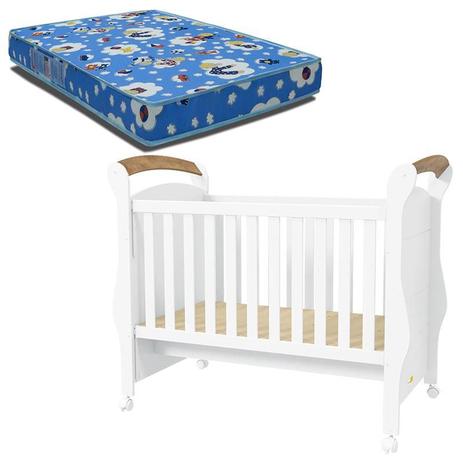 Berço Americano Fratelli Branco Teka Touch e Colchão Phisical 70/130 Ortobom Matic - Matic moveis Menor preço em Berço Americano Fratelli Branco Teka Touch e Colchão Phisical 70/130 Ortobom Matic - Matic moveis