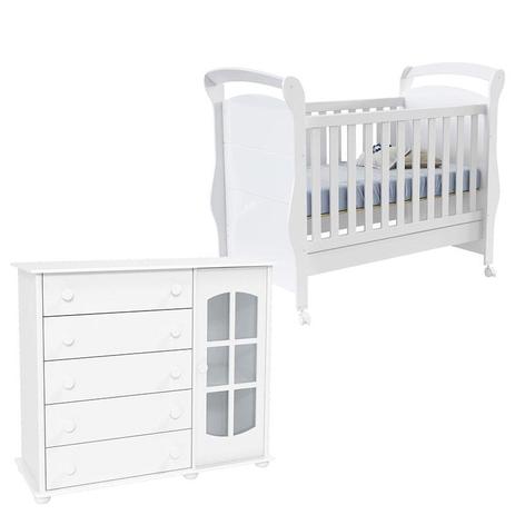 Berço Americano Fratelli e Cômoda Infantil Mamma Slim Branco Brilho - Matic - Matic moveis Menor preço em Berço Americano Fratelli e Cômoda Infantil Mamma Slim Branco Brilho - Matic - Matic moveis