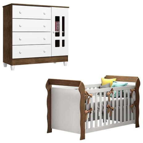 Berço Americano Lara e Cômoda Ariel Branco Acetinado Amadeirado - Carolina - Carolina Baby Menor preço em Berço Americano Lara e Cômoda Ariel Branco Acetinado Amadeirado - Carolina - Carolina Baby