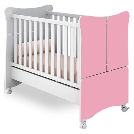Berço Americano Mini Cama Doce Magia Super com Rodízio Branca/Rosa - Qmovi é boa?