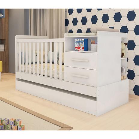 Berço Americano Multifuncional Vini com Cama Auxiliar Móveis Peroba Branco - MOVEIS PEROBA Menor preço em Berço Americano Multifuncional Vini com Cama Auxiliar Móveis Peroba Branco - MOVEIS PEROBA