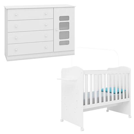 Berço Americano Munique e Cômoda Infantil Lis Branco Brilho - Canaã - Canaa Baby Menor preço em Berço Americano Munique e Cômoda Infantil Lis Branco Brilho - Canaã - Canaa Baby