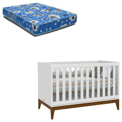 Berço Americano Nature Branco Acetinado Eco Wood e Colchão Phisical 70x130 Ortobom Matic - Matic moveis Menor preço em Berço Americano Nature Branco Acetinado Eco Wood e Colchão Phisical 70x130 Ortobom Matic - Matic moveis