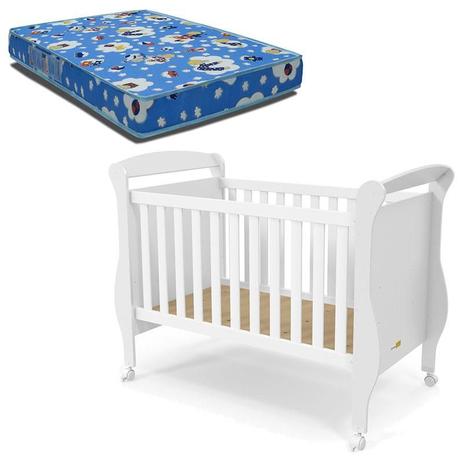 Berço Americano Smart Branco Acetinado e Colchão Phisical 70/130 Ortobom Matic - Matic moveis Menor preço em Berço Americano Smart Branco Acetinado e Colchão Phisical 70/130 Ortobom Matic - Matic moveis