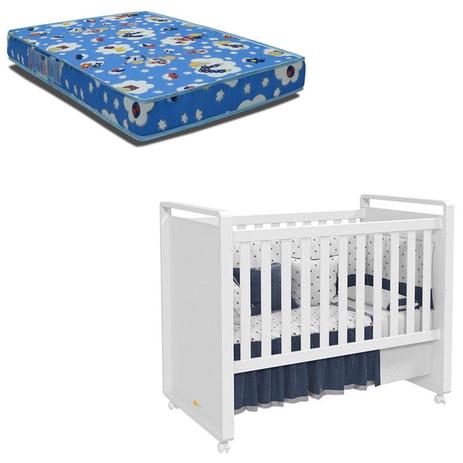Berço Americano Tutto Branco Acetinado e Colchão Phisical 70x130 Ortobom Matic - Matic moveis Menor preço em Berço Americano Tutto Branco Acetinado e Colchão Phisical 70x130 Ortobom Matic - Matic moveis