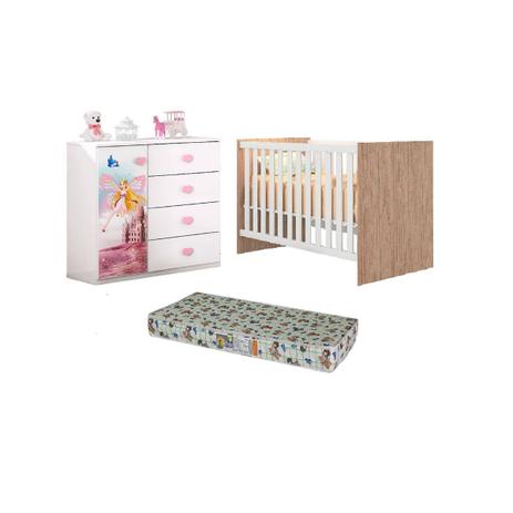 Menor preço em Berço Americano Vira Mini Cama Com Colchão Comoda Infantil Carruagem - Qmovi