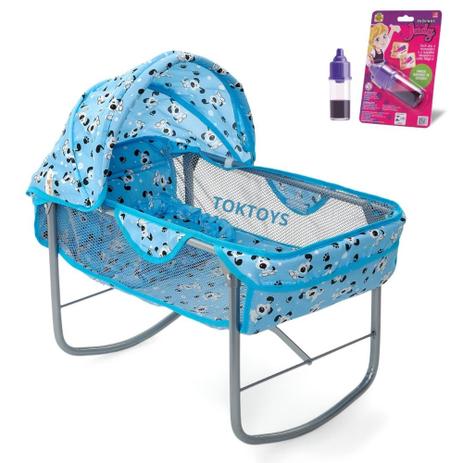 Berço Balanço Ninar Boneca Bebe Reborn Milan Alive Luxo Azul- Oliveira -  Berço de Boneca - Magazine Luiza