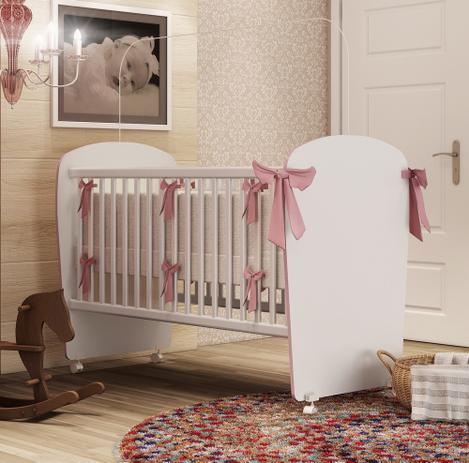 Berço Cama Bebê Com Rodízio Suporte De Mosquiteiro Rosa - Percasa Menor preço em Berço Cama Bebê Com Rodízio Suporte De Mosquiteiro Rosa - Percasa