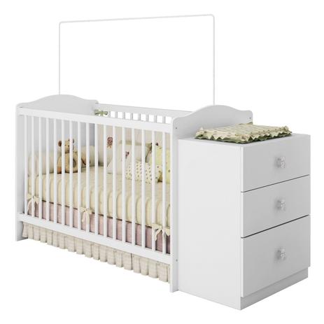 Berço Cômoda Infantil Satriani para Colchão de 130x60 Branco Móveis Estrela - Móveis Estrela Baby Menor preço em Berço Cômoda Infantil Satriani para Colchão de 130x60 Branco Móveis Estrela - Móveis Estrela Baby