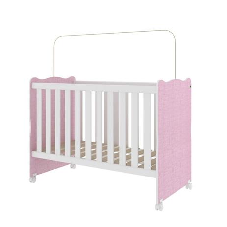 Berço Infantil Rodial Arco Íris Suporte De Mosquiteiro Branco/Rosa Menor preço em Berço Infantil Rodial Arco Íris Suporte De Mosquiteiro Branco/Rosa