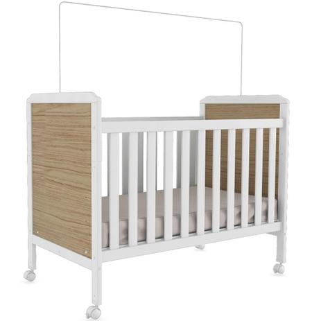 Berço Mini Cama Cloe Branco Brilho/Carvalho - Peroba Menor preço em Berço Mini Cama Cloe Branco Brilho/Carvalho - Peroba