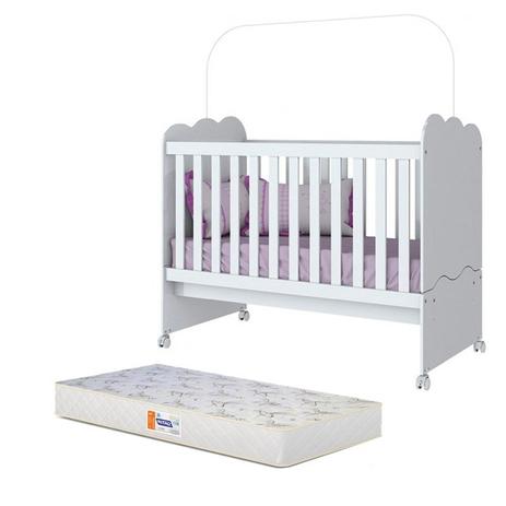 Berço Mini Cama Nuvem de Algodão Branco com Colchão D18 de 10cm - Bege - Móveis Henn Menor preço em Berço Mini Cama Nuvem de Algodão Branco com Colchão D18 de 10cm - Bege - Móveis Henn