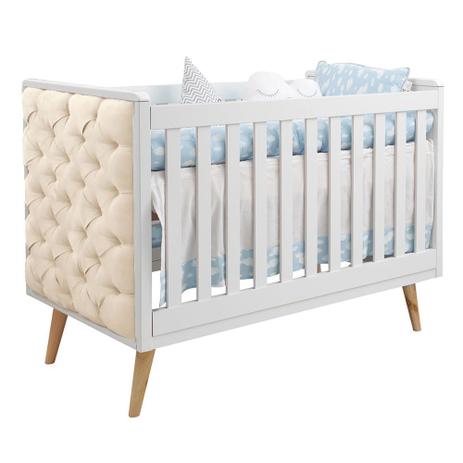 Berço Mini Cama Retrô com Capitonê - Branco Fosco - Carolina Móveis Menor preço em Berço Mini Cama Retrô com Capitonê - Branco Fosco - Carolina Móveis