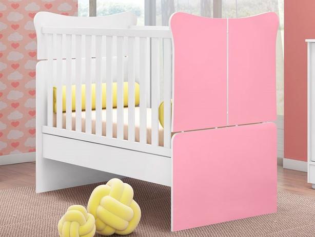 Berço Mini Cama Super Doce Magia Branco/Rosa LC Móveis Menor preço em Berço Mini Cama Super Doce Magia Branco/Rosa LC Móveis