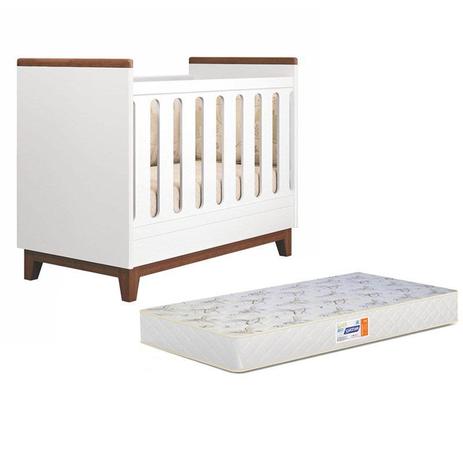 Berço Mini Cama Wood Branco/Hannover com Colchão D18 de 10cm - Bege - Planet Baby Menor preço em Berço Mini Cama Wood Branco/Hannover com Colchão D18 de 10cm - Bege - Planet Baby