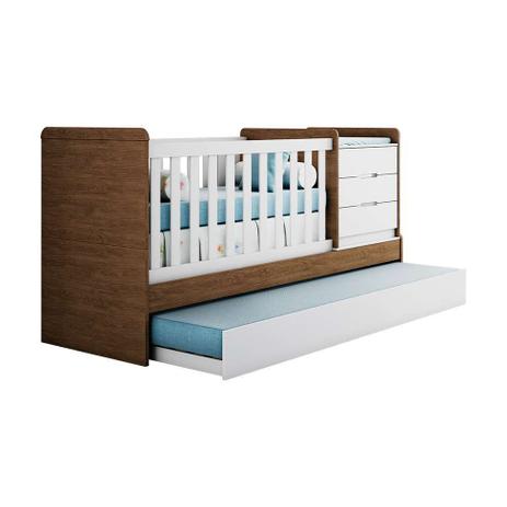 Berço Multifuncional com Cama Auxiliar Cléo Amadeirado Rústico - Carolina Baby Menor preço em Berço Multifuncional com Cama Auxiliar Cléo Amadeirado Rústico - Carolina Baby
