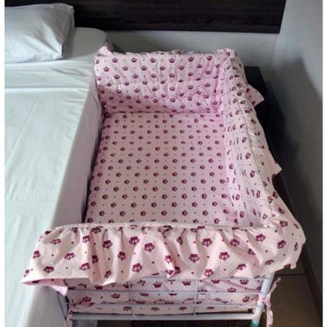Berço Para Lateral De Cama Acoplado Enxoval Bercinho ROSA - Baby lee Menor preço em Berço Para Lateral De Cama Acoplado Enxoval Bercinho ROSA - Baby lee