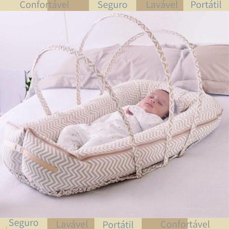 Berço Portátil com Mosquiteiro bege - Babymoshe - Berço Portátil /  Desmontável - Magazine Luiza