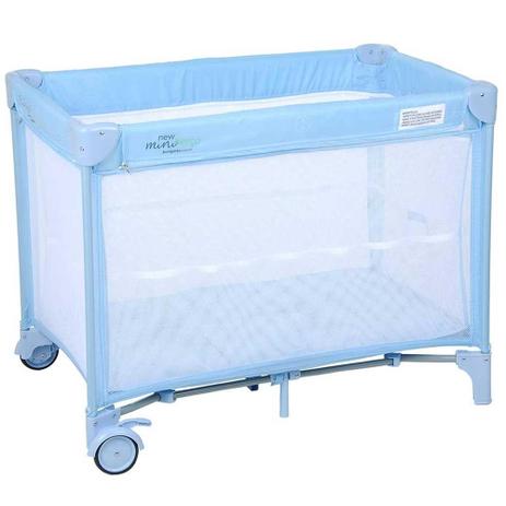 Berço portátil para bebê Burigotto New Mini azul base acolchoada Menor preço em Berço portátil para bebê Burigotto New Mini azul base acolchoada